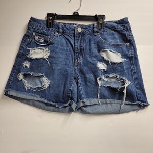 GARAGE Women’s Distressed Denim Shorts - Blue SIZE 11